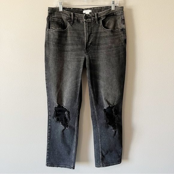 Good American Women’s Distressed Straight Leg Highrise Jeans Charcoal Wash 10/30 - Picture 1 of 9